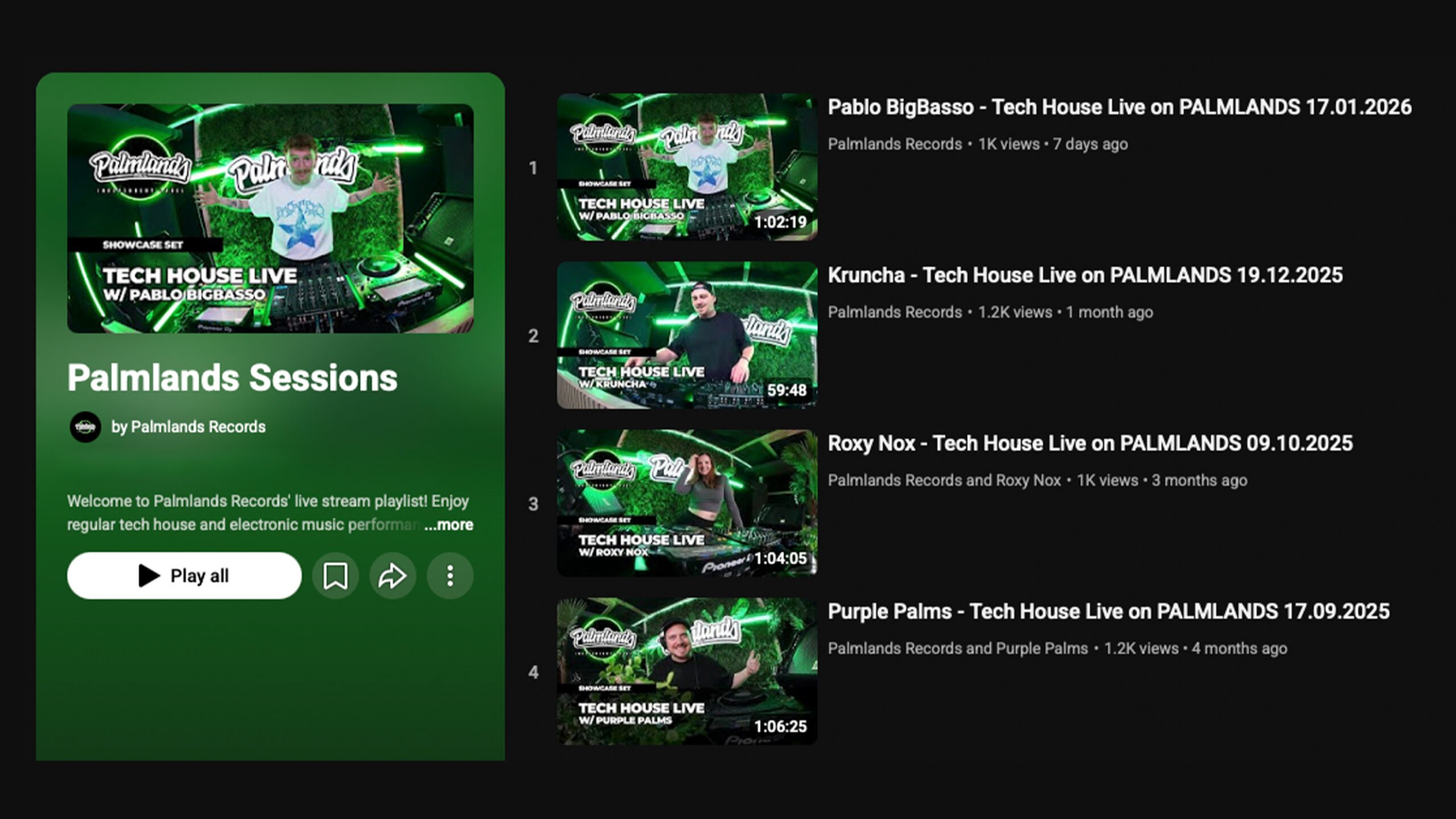 Live on Palmlands – Tech House & Bass House DJ Showcases